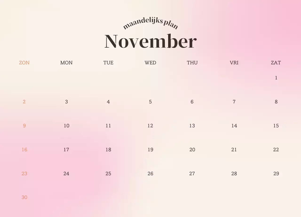 Verloop Minimalistische Emotie Kalender