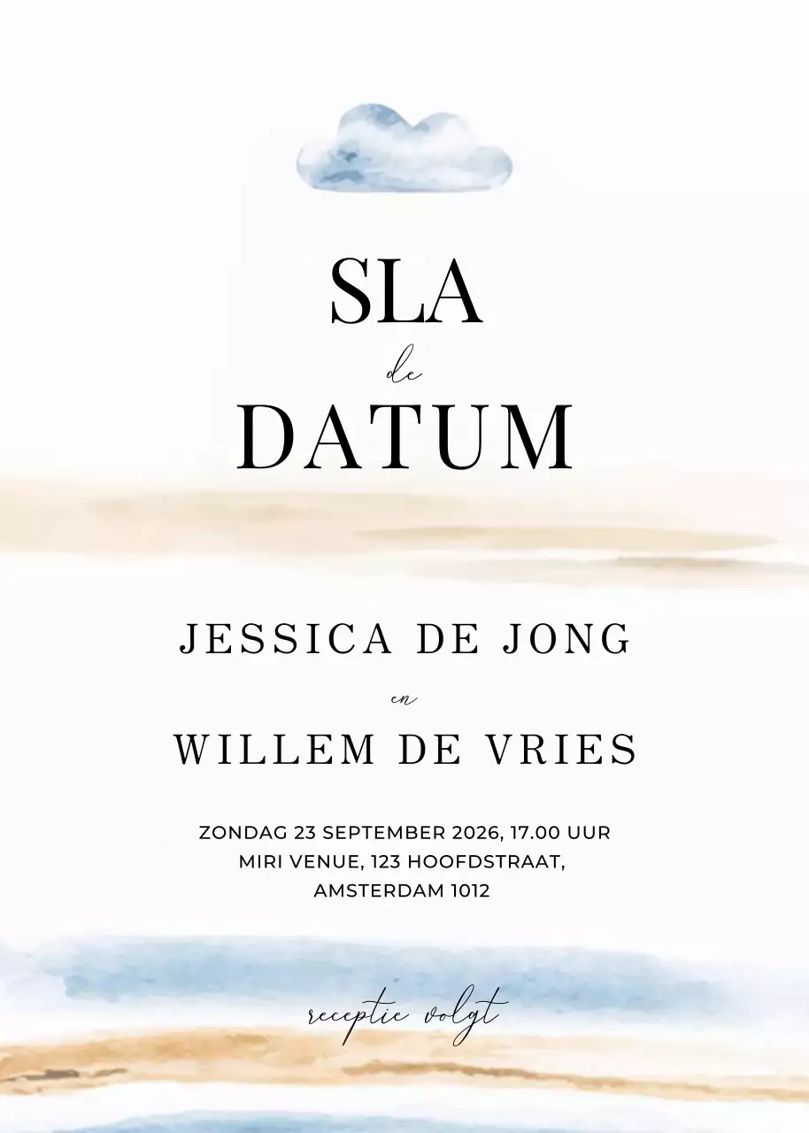 witte eenvoudige huwelijksuitnodiging