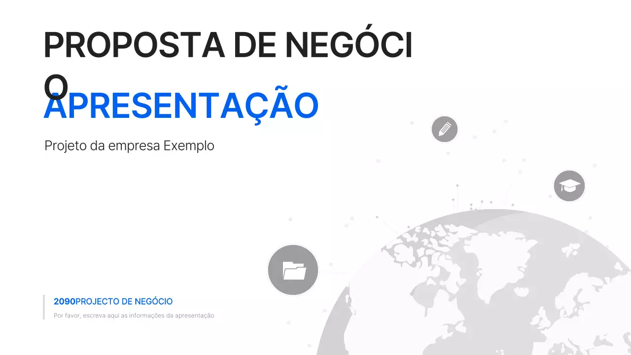 Um plano de negócios global simples em branco e azul