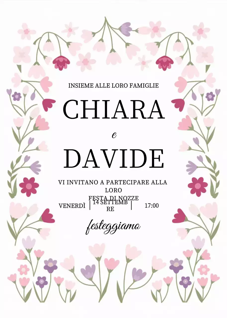 Invito di nozze floreale rosa