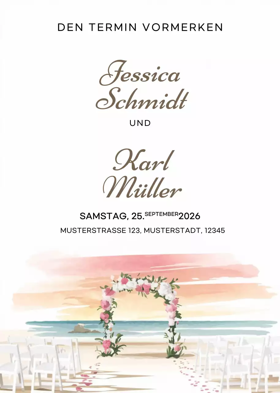 Weiß Elegante Hochzeitseinladung