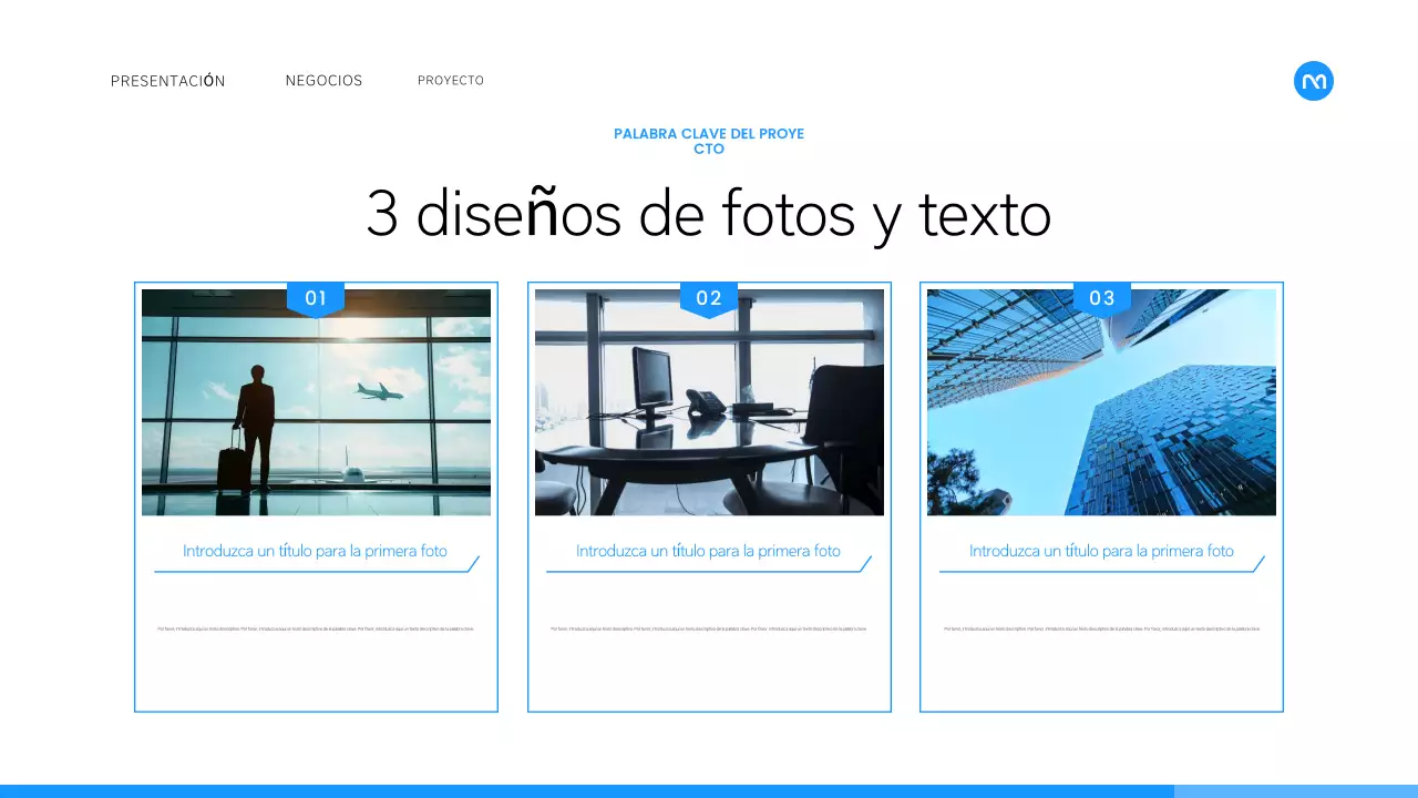 Un sencillo plan de empresa en blanco y azul