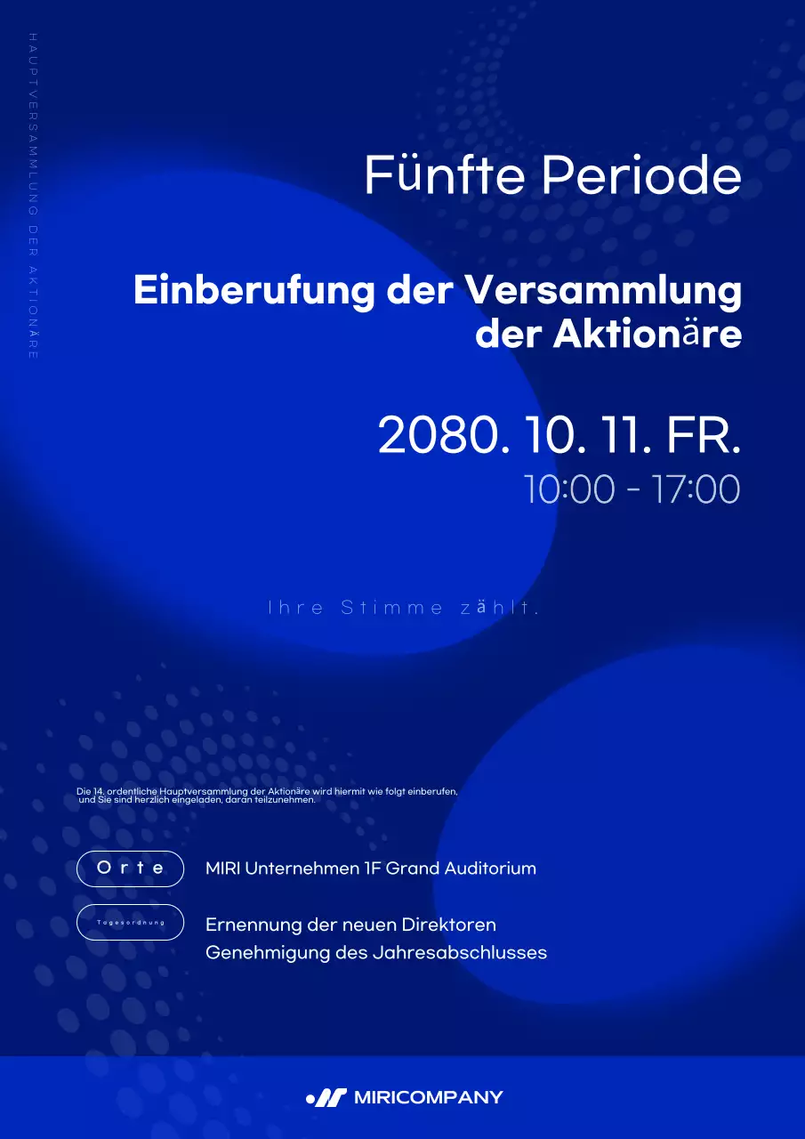 Hauptversammlung von Blue Modern