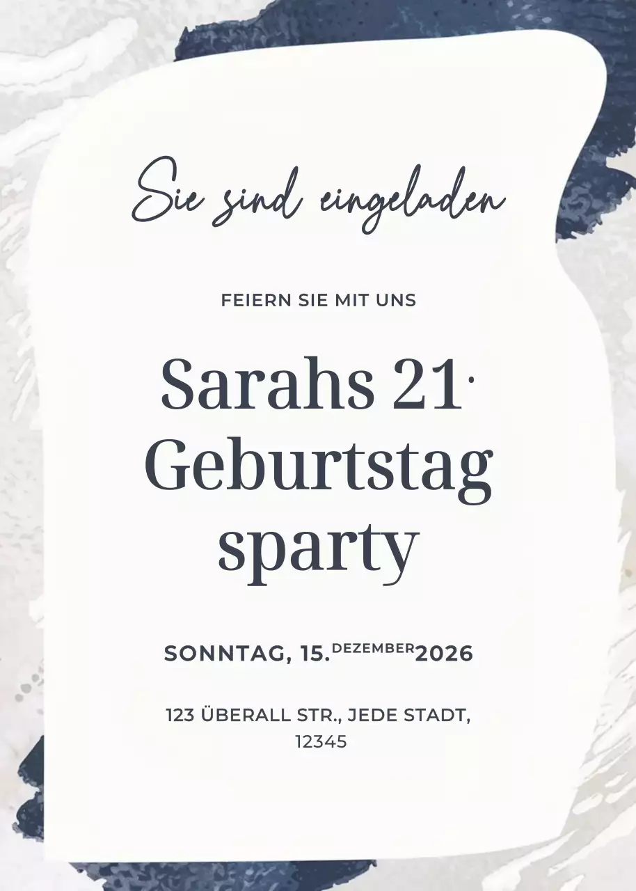 Marineblau Elegante Geburtstagseinladung