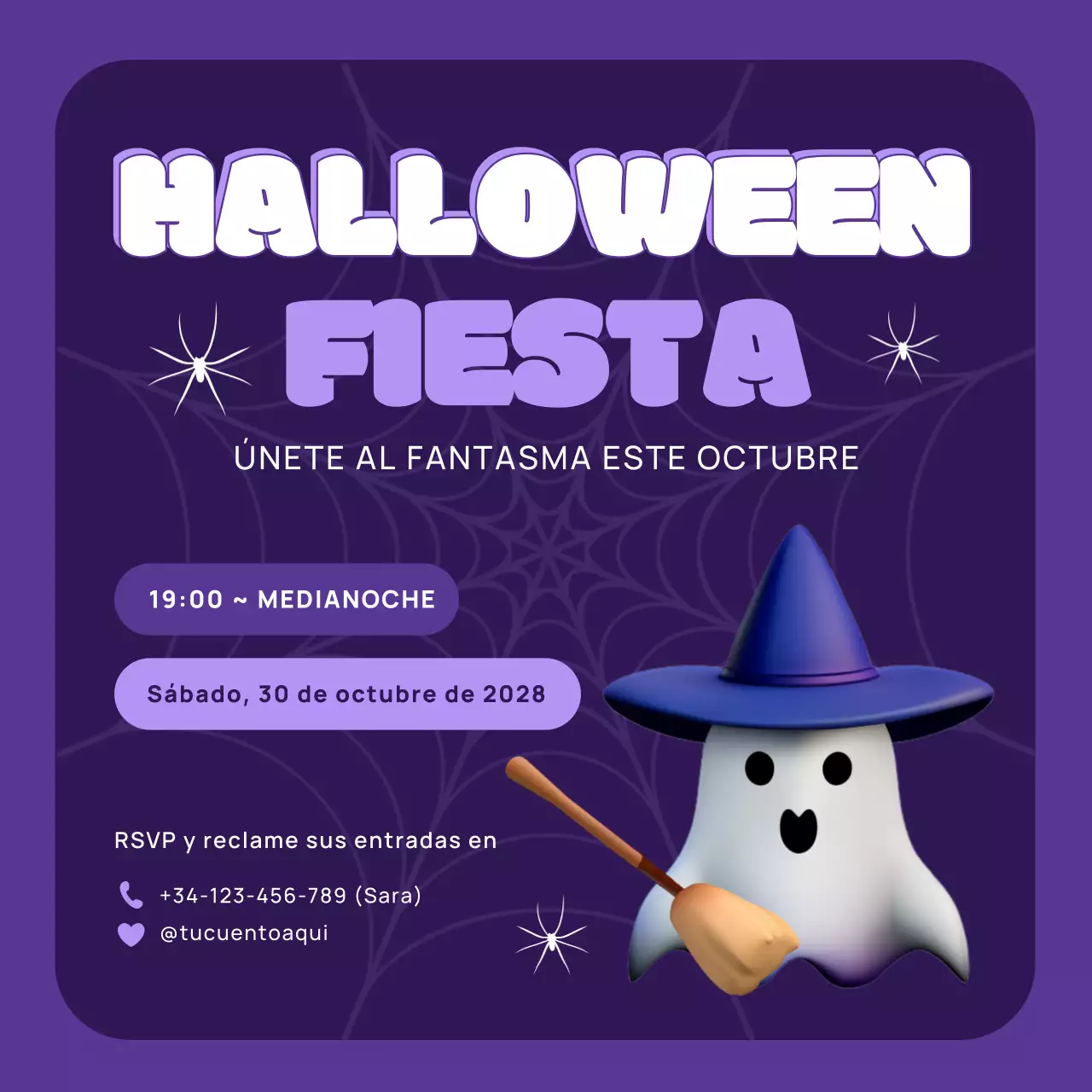 Divertida Invitación 3D Sencilla para Fiesta de Halloween Infantil