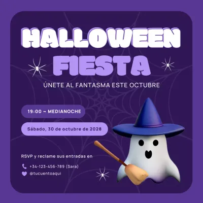 Divertida Invitación 3D Sencilla para Fiesta de Halloween Infantil