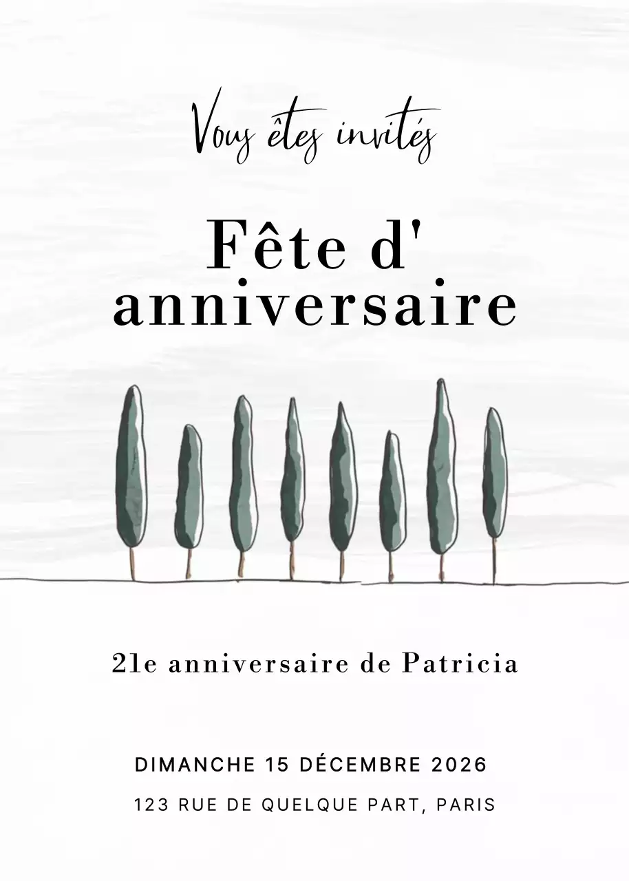 Invitation d'anniversaire minimaliste blanche