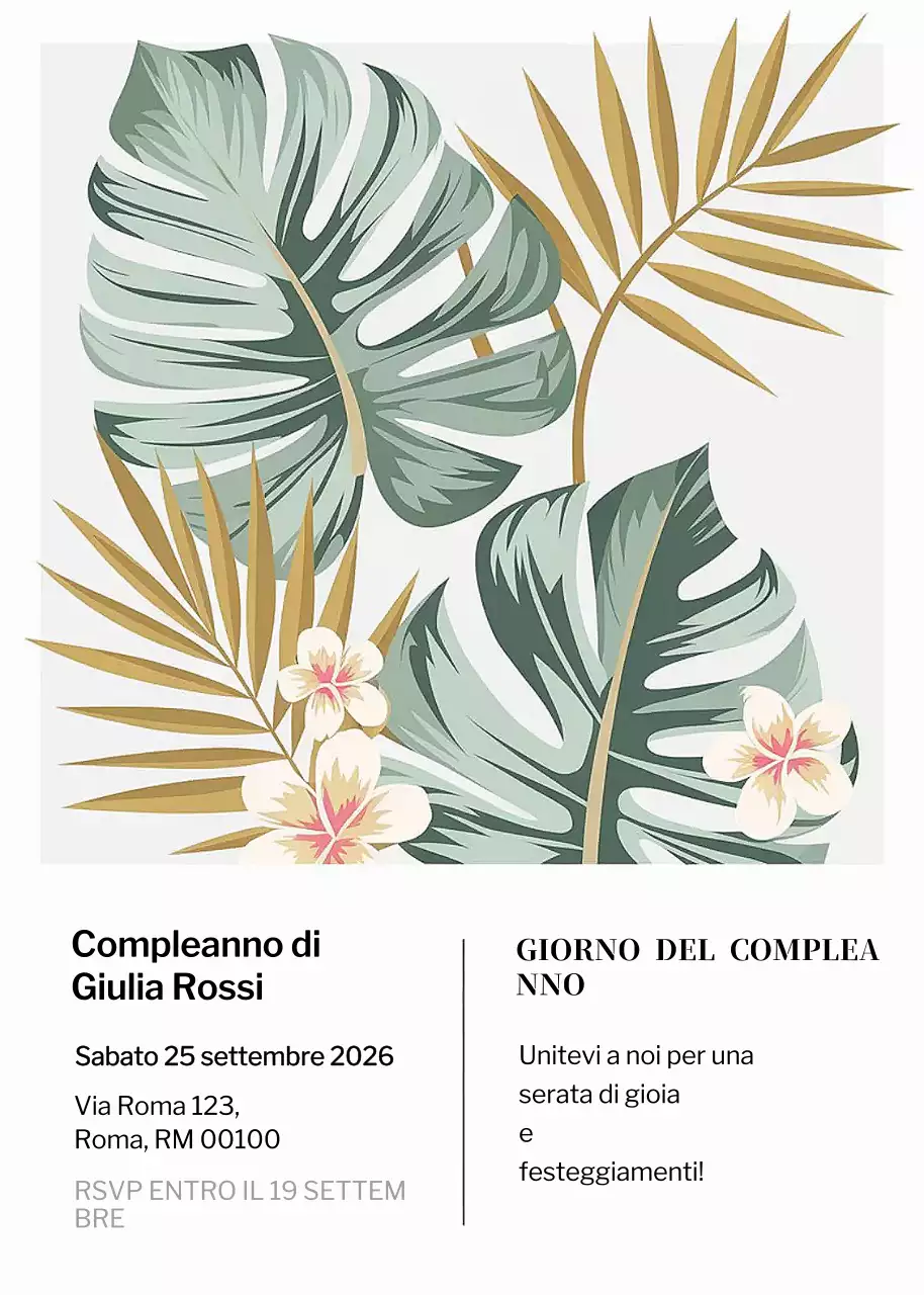 Invito di compleanno verde tropicale