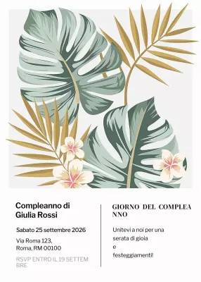 Invito di compleanno verde tropicale