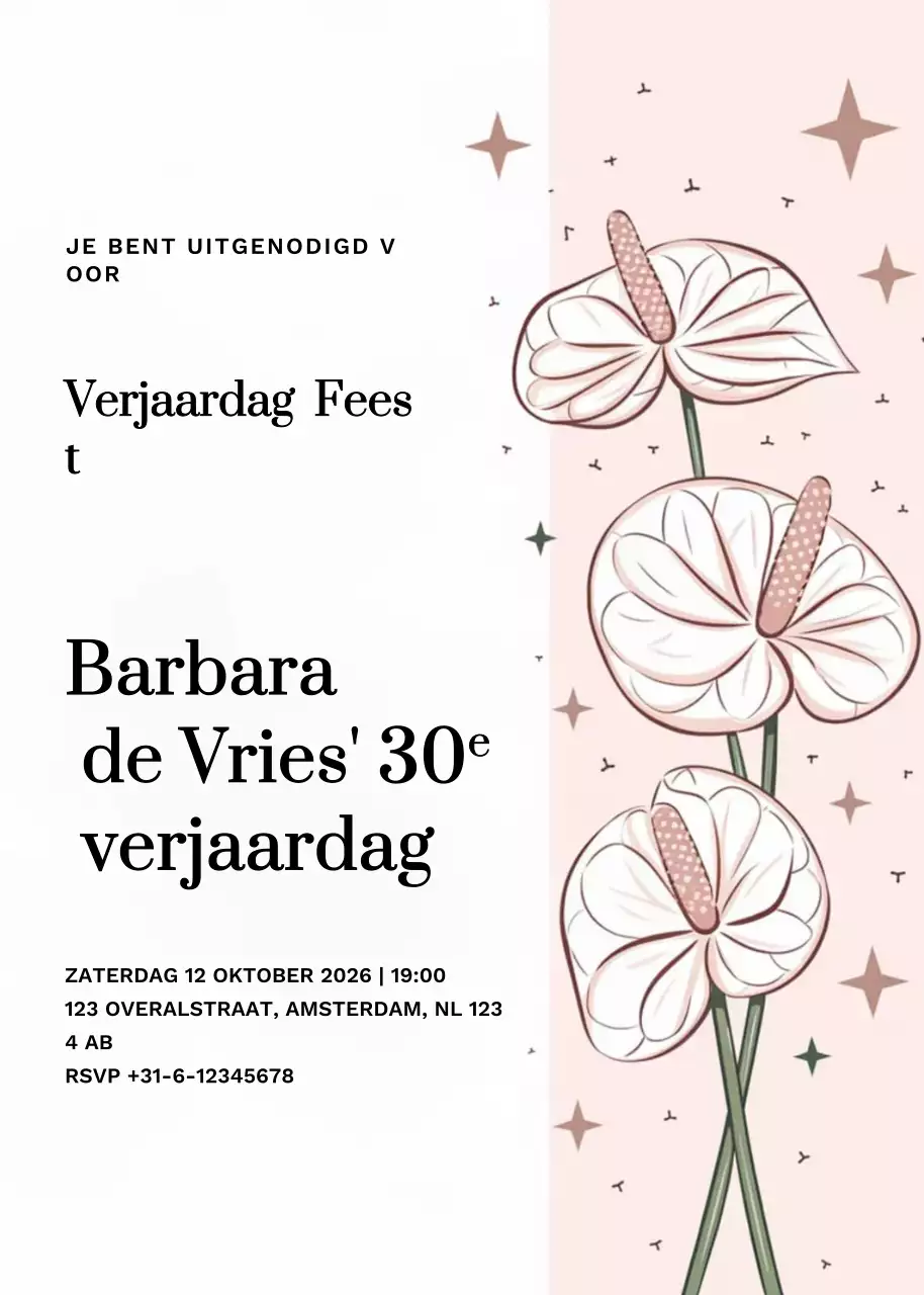 beige elegante verjaardagsuitnodiging