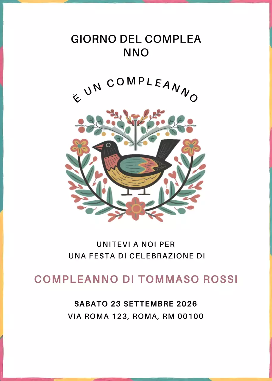 Invito di compleanno rustico e colorato
