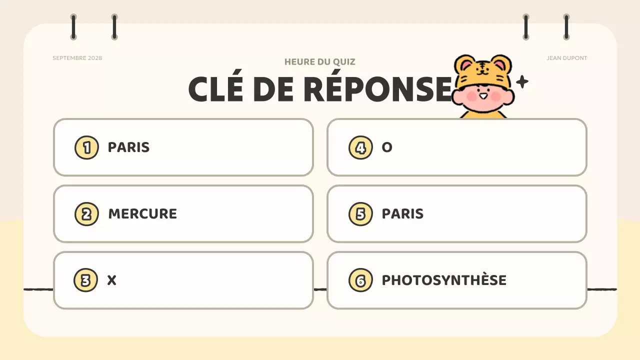 beige animation quiz material