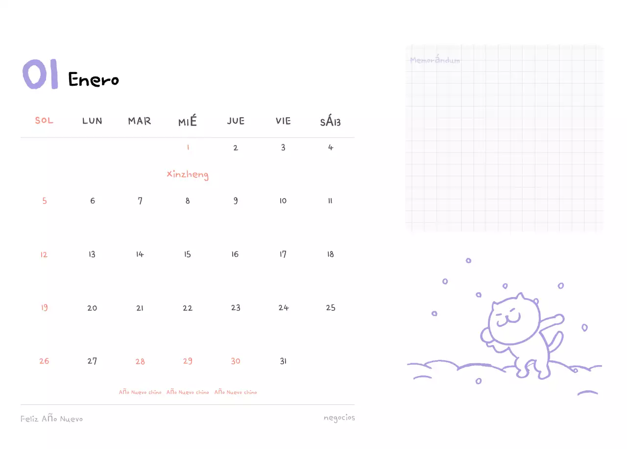 Calendario diario en marfil