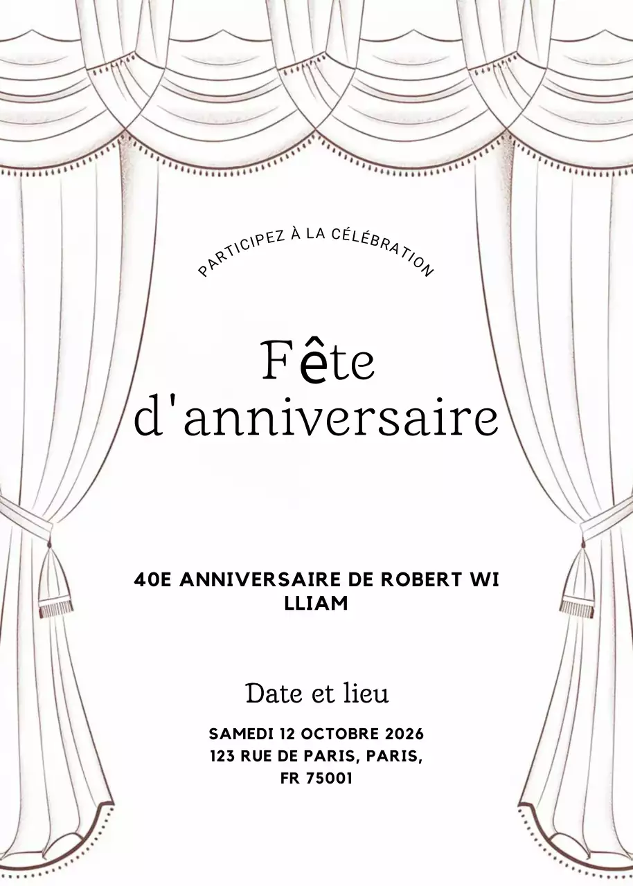 invitation d'anniversaire élégante et blanche