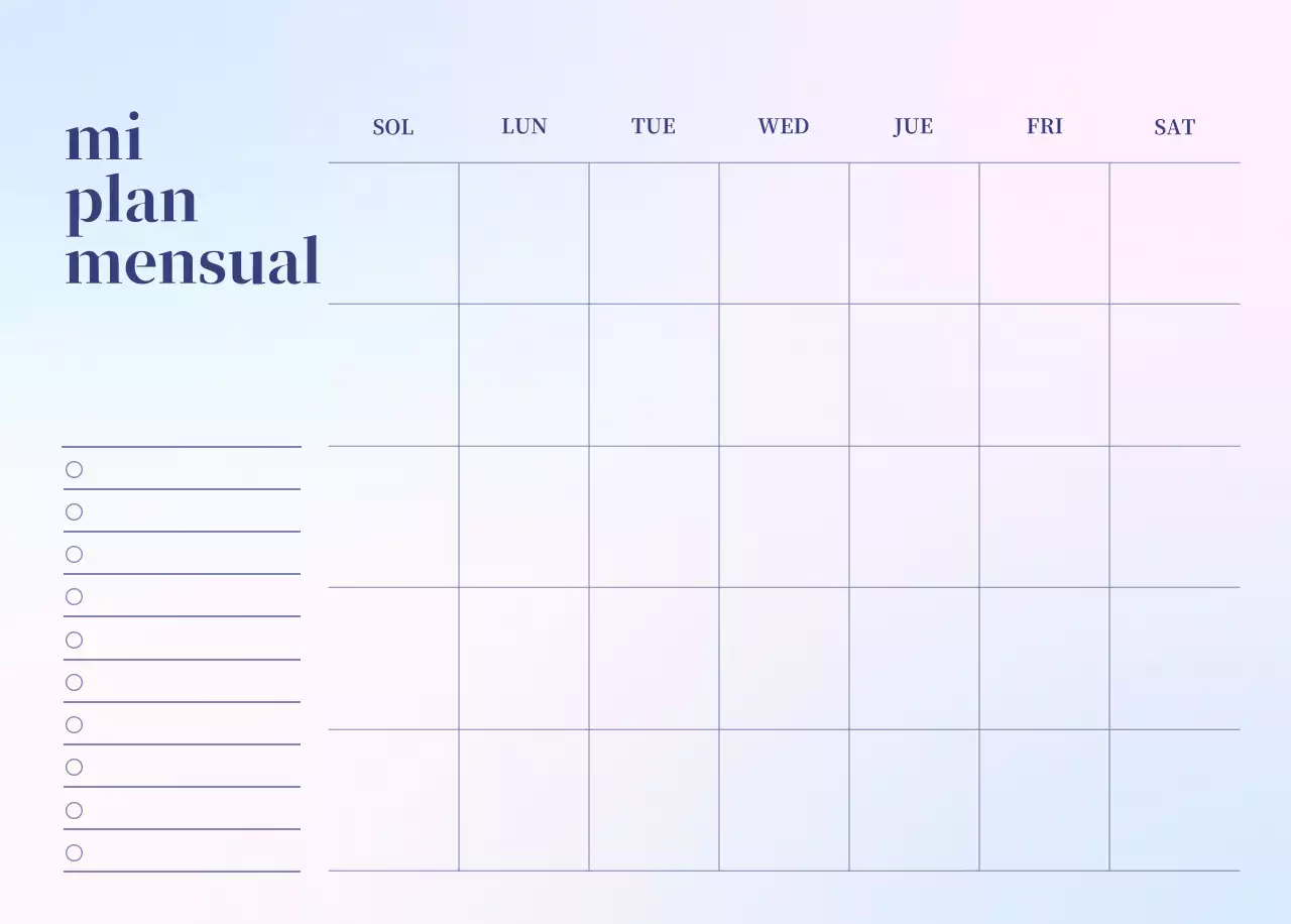 Calendario minimalista degradado