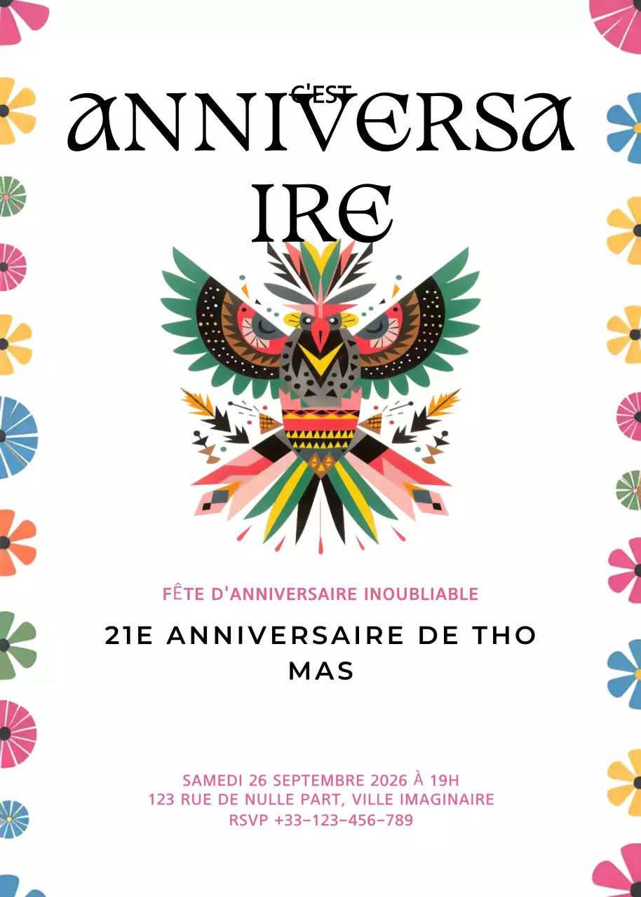 Invitation d'anniversaire vintage colorée