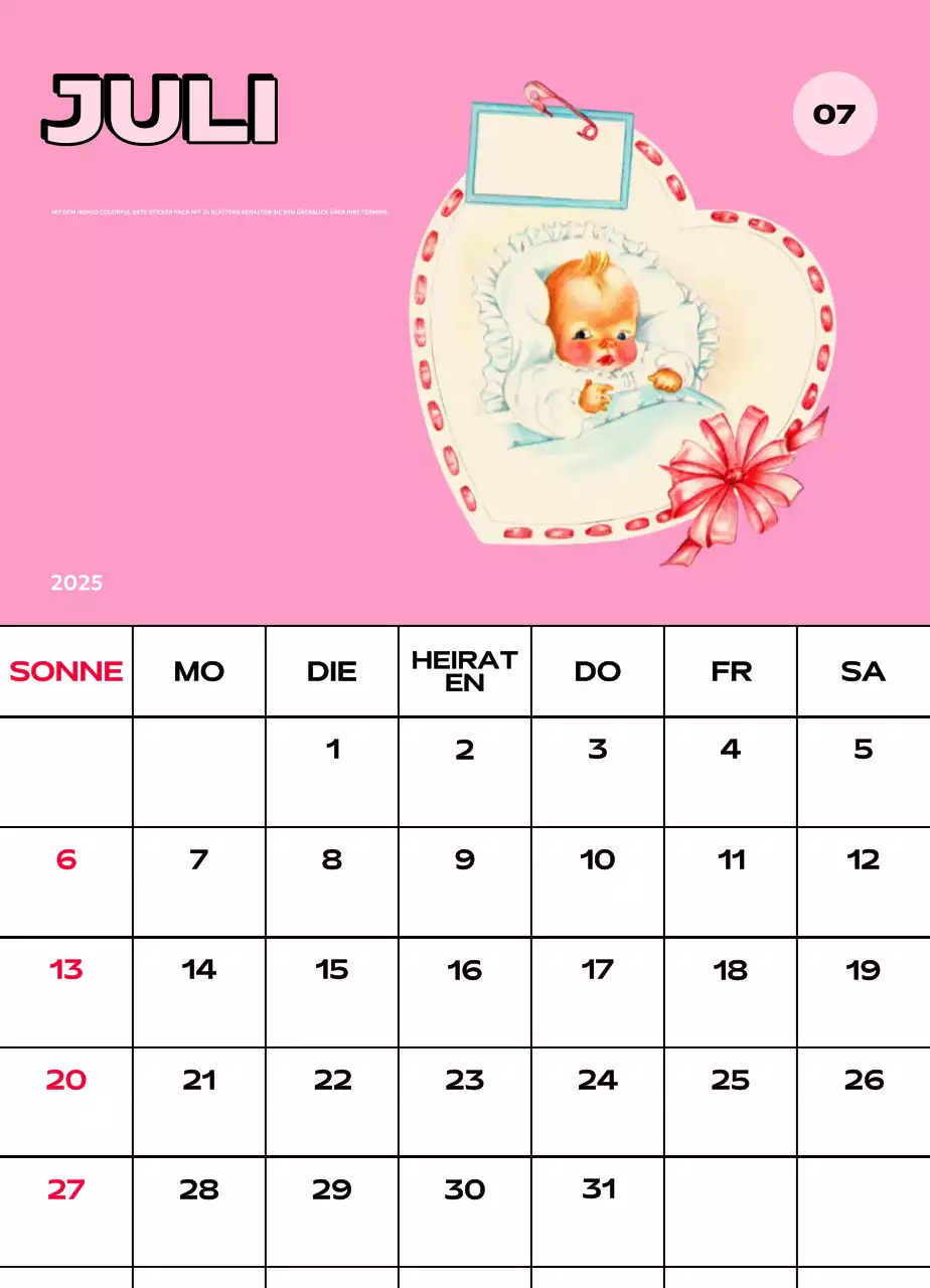 Bunte Kalender mit einer Vielzahl von Retro-Illustrationen