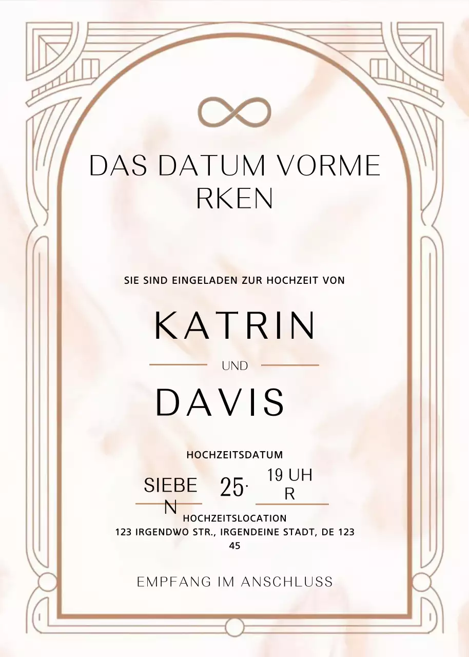 Beige Elegante Hochzeitseinladung