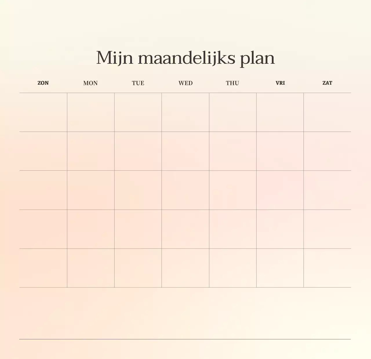 Minimalistische kalender met kleurverloop