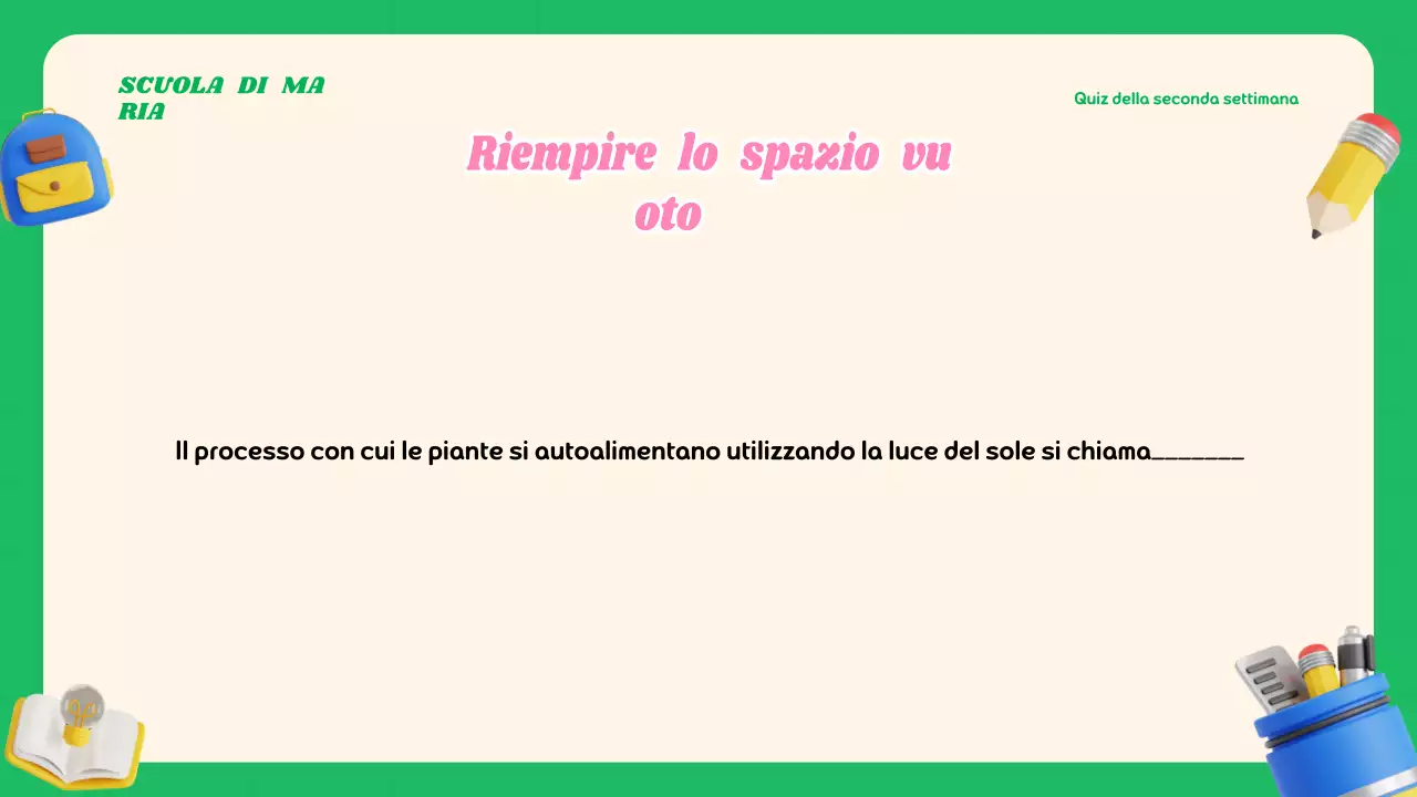 Materiale moderno e colorato per le lezioni a quiz