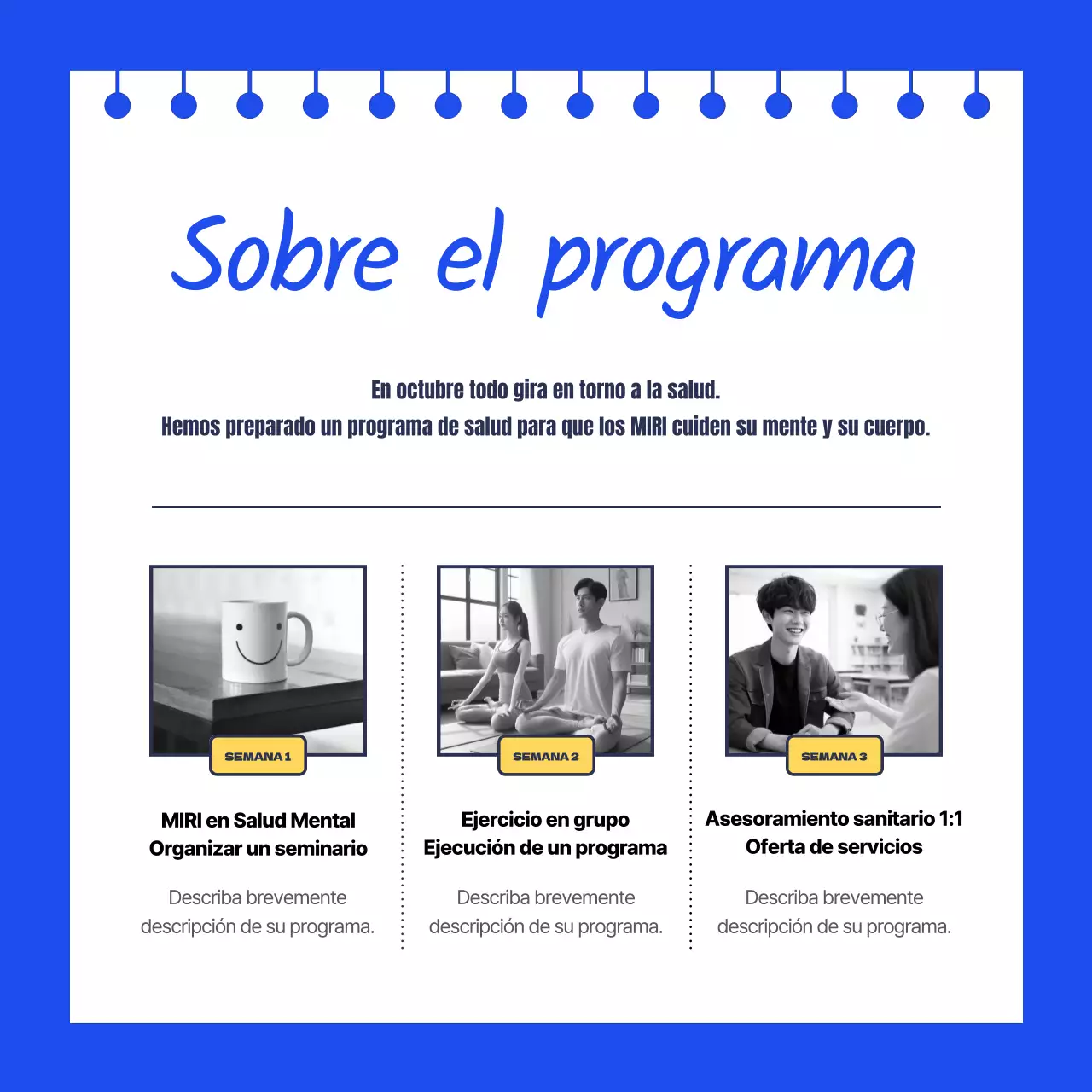 Promocione la campaña de salud de su empresa en azul.