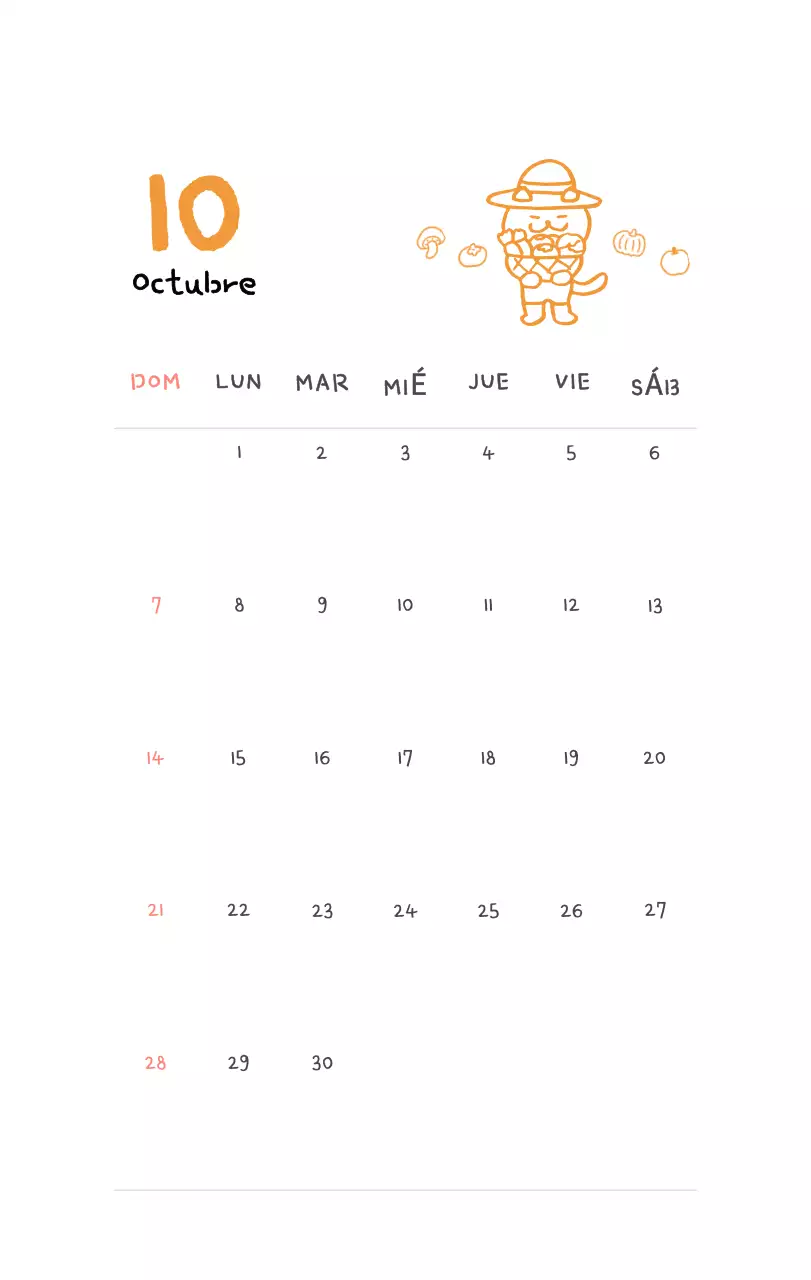 Calendario diario en marfil