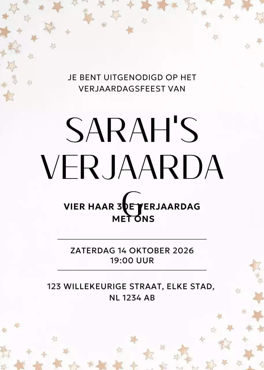 Beige elegante verjaardagsuitnodiging