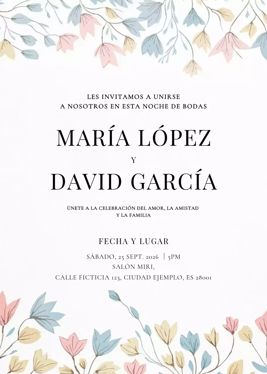 invitación de boda floral beige