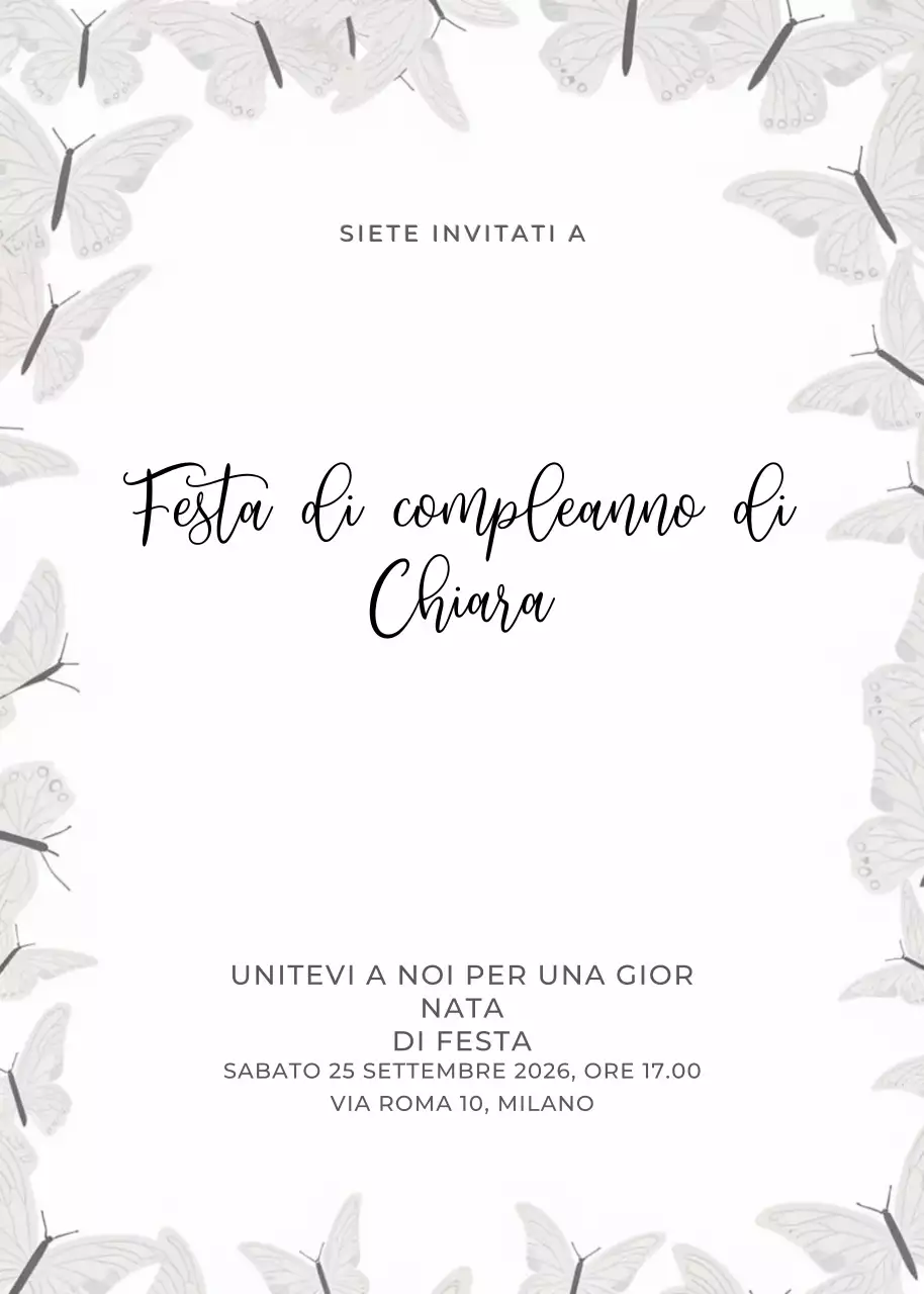 invito di compleanno elegante bianco