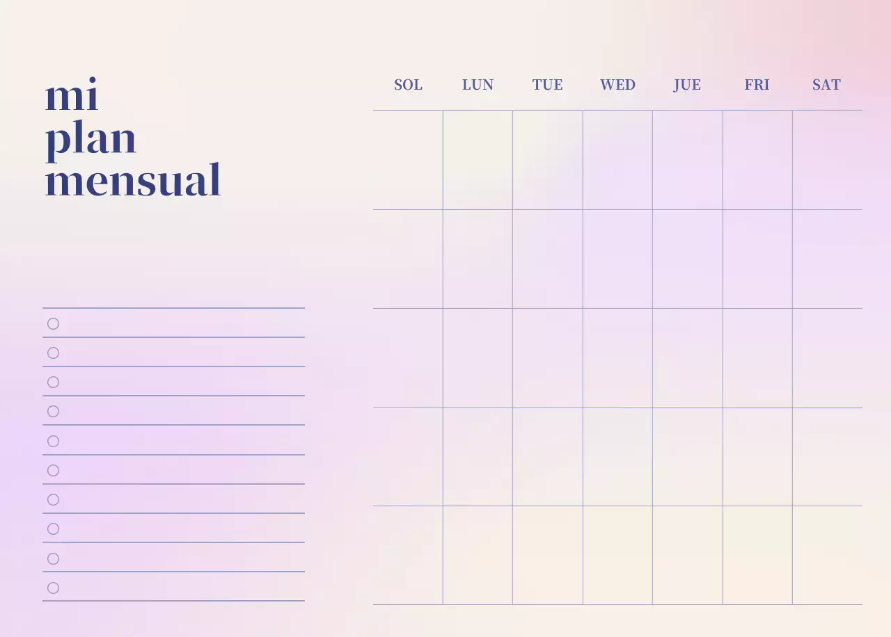 Calendario minimalista degradado