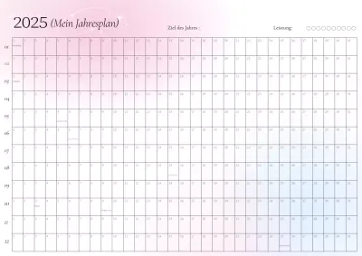 Jahreskalender mit rosa Farbverlauf