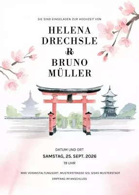 Traditionelle rosa Hochzeitseinladung