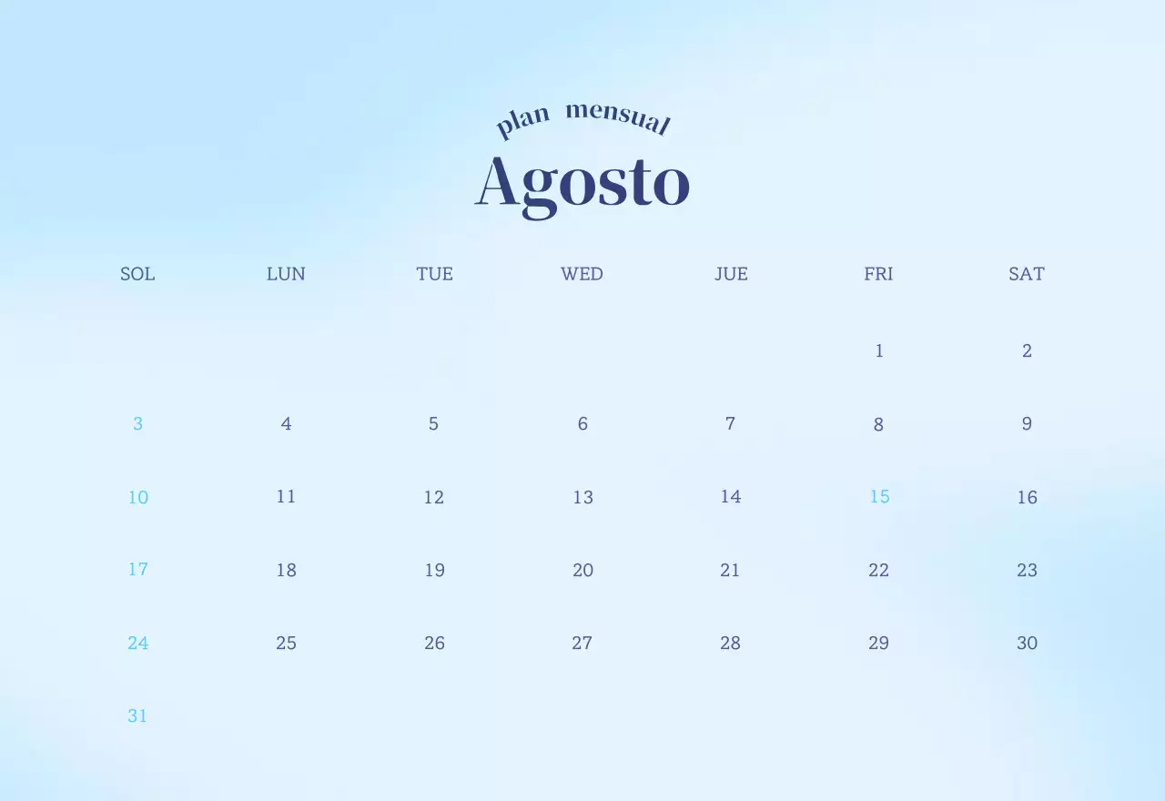 Calendario minimalista degradado
