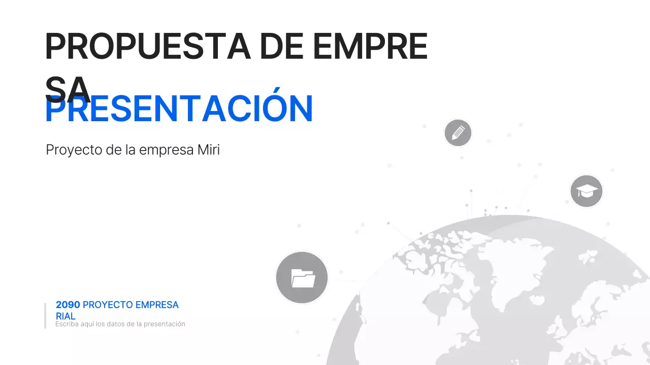 Un sencillo plan de negocio global en blanco y azul