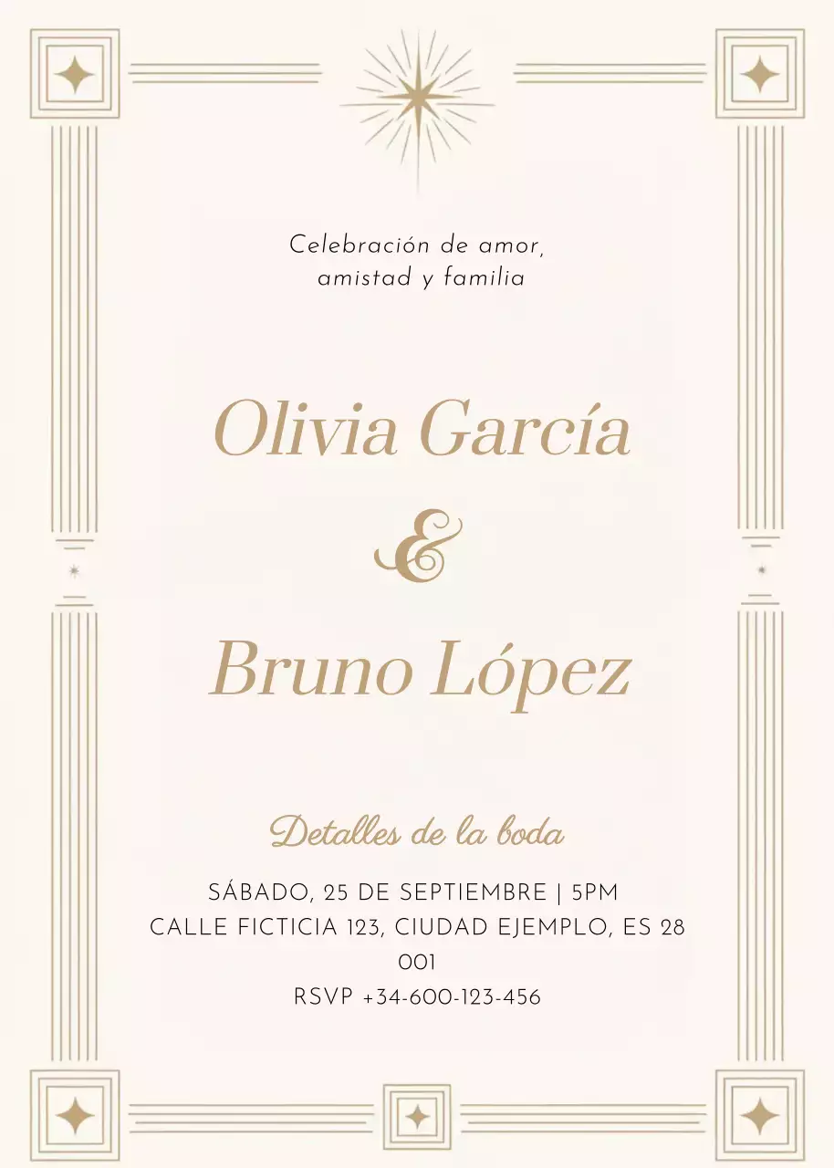 invitación de boda clásica beige