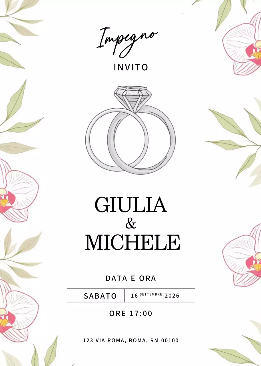 Invito di fidanzamento elegante bianco