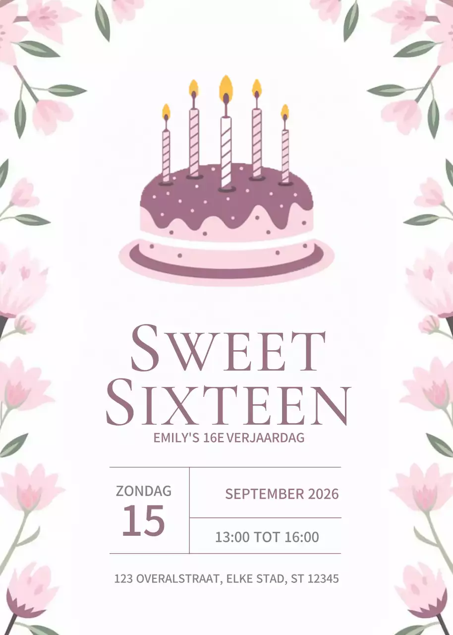 Roze elegante verjaardagsuitnodiging