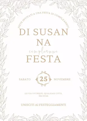 Invito di compleanno elegante beige