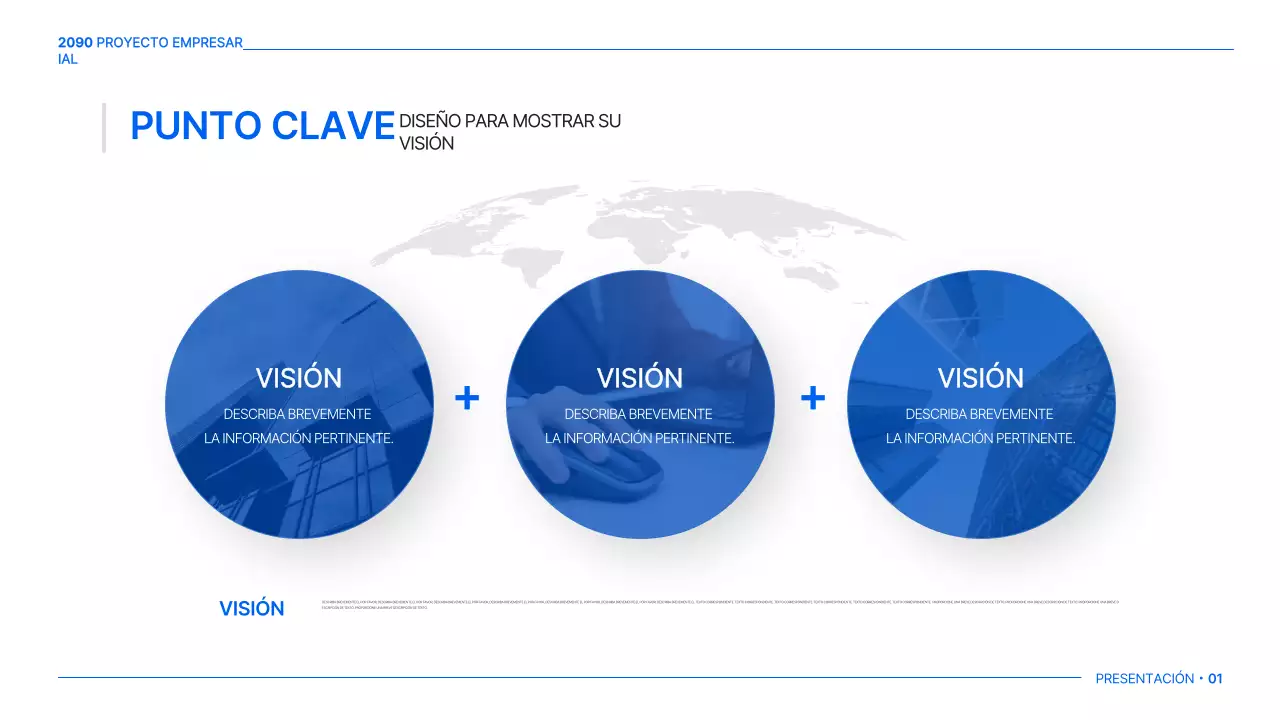Un sencillo plan de negocio global en blanco y azul