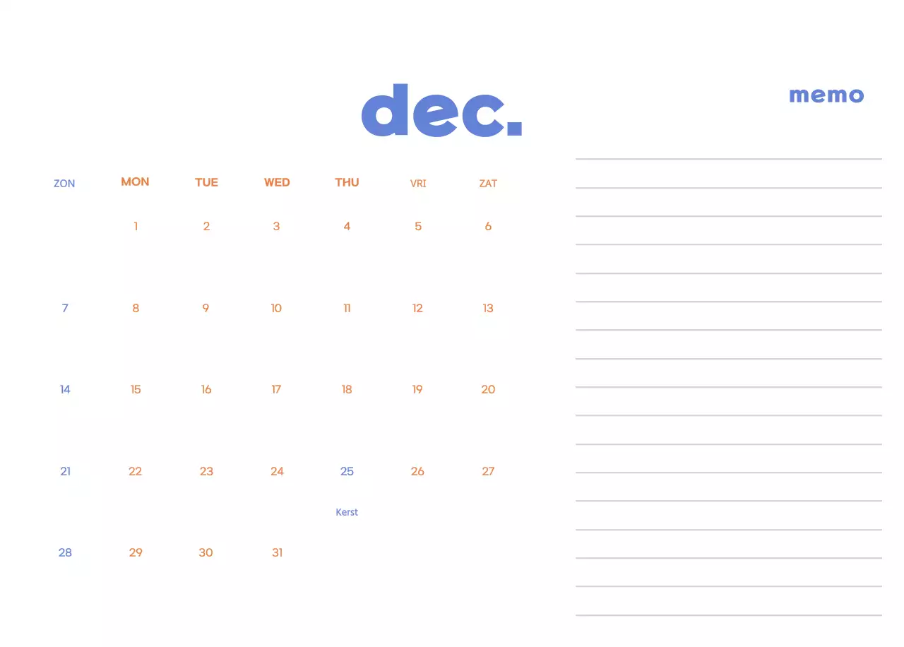 Zakelijke kalender met leuke illustraties