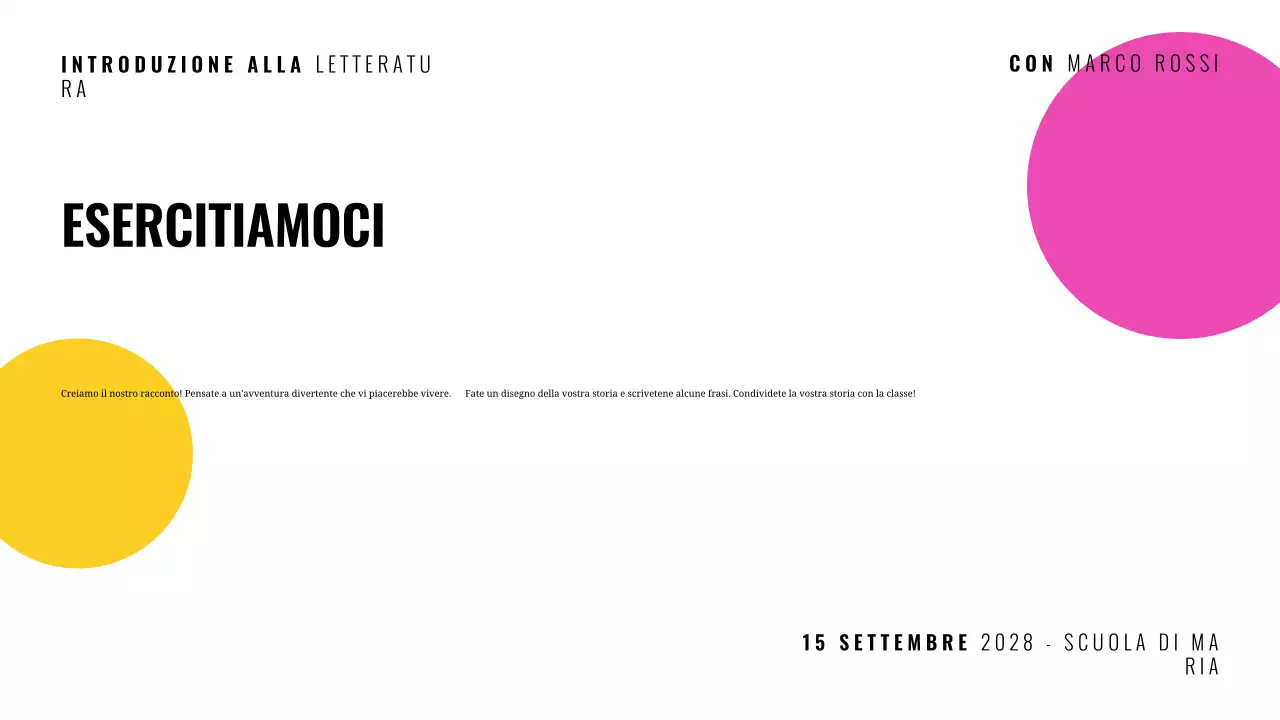 Presentazione del corso di letteratura moderna multicolore