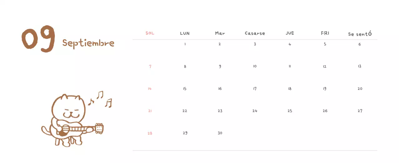 Calendario diario en marfil
