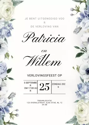 witte elegante verlovingsuitnodiging