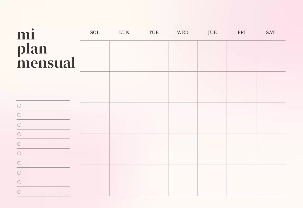 Calendario minimalista degradado