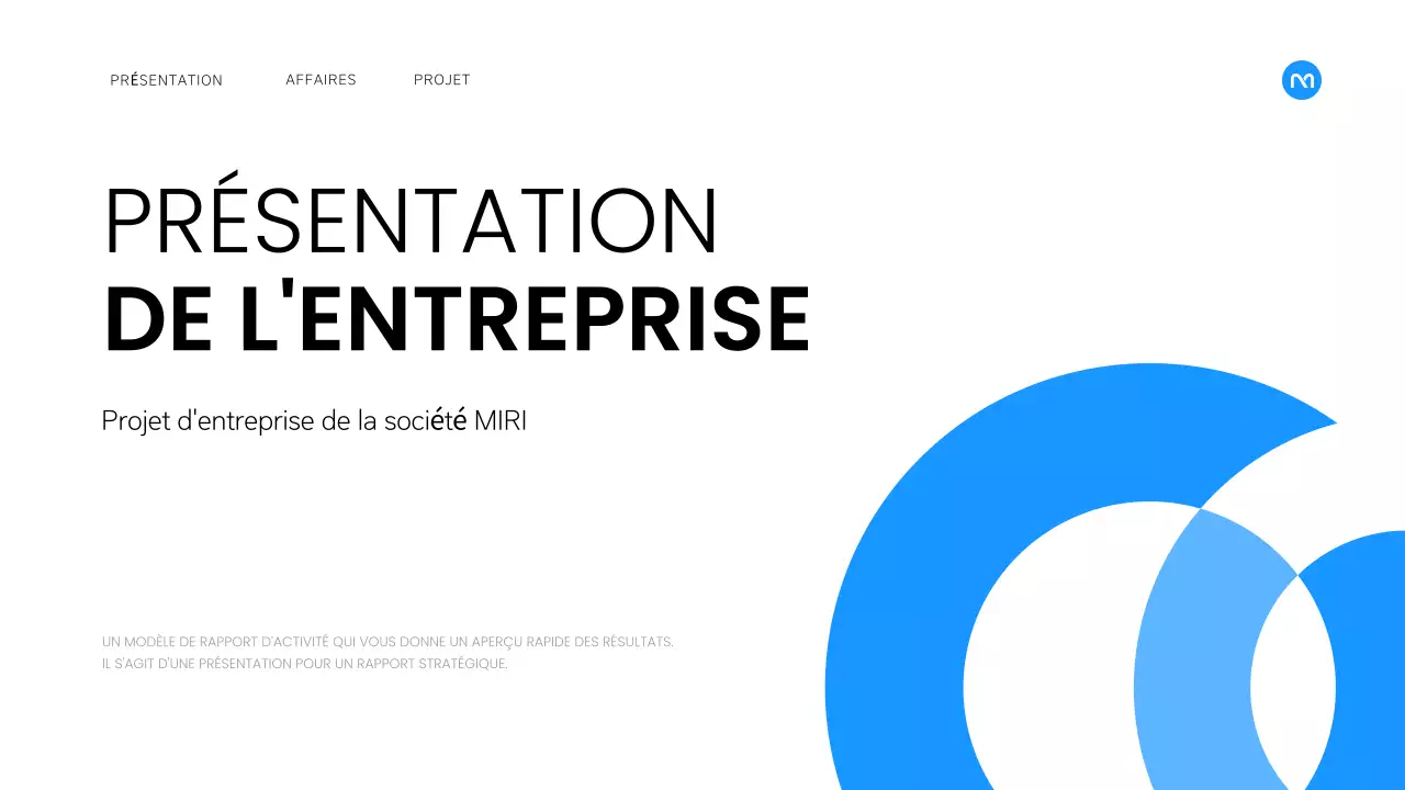 Un plan d'affaires simple en blanc et bleu