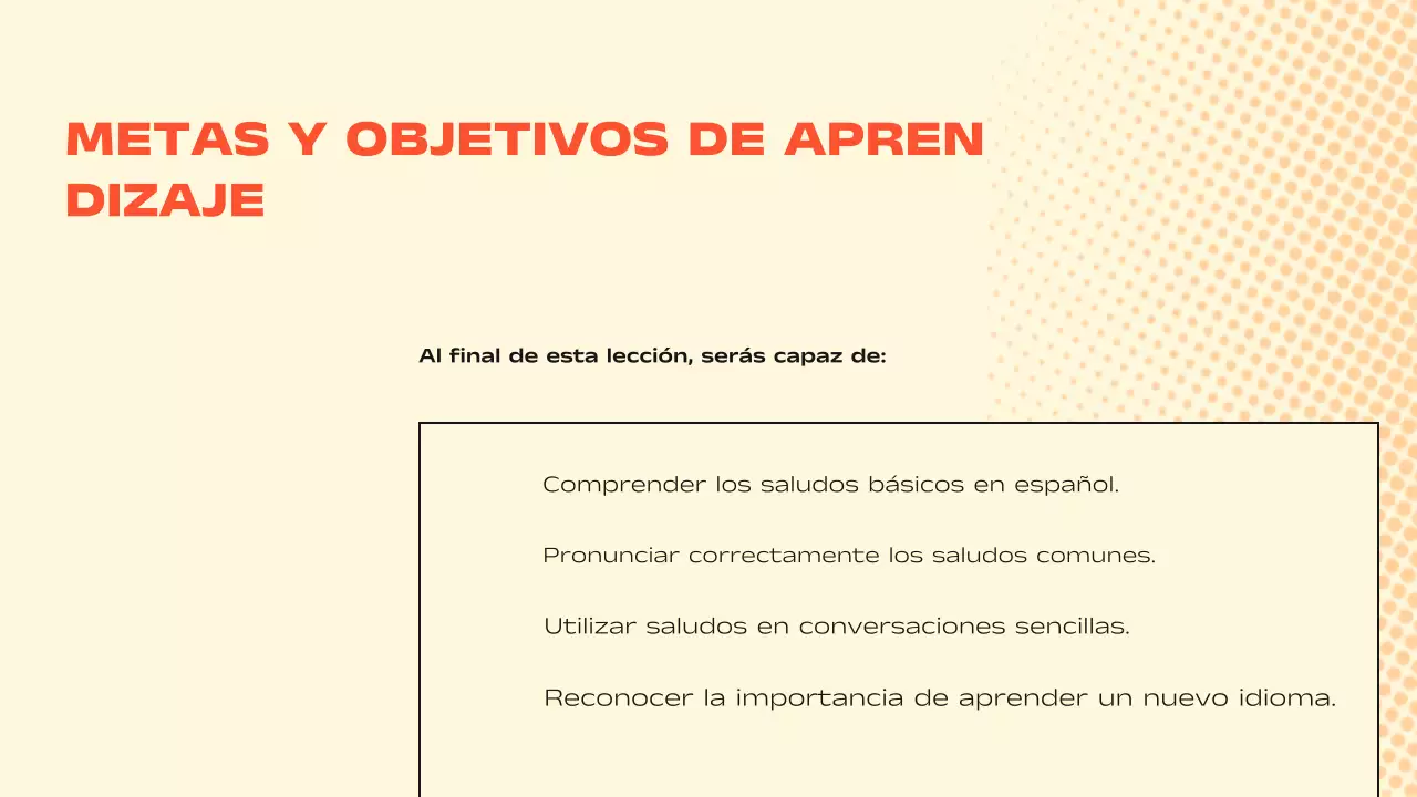 Orange Beige Fun Class Materials Presentación en español