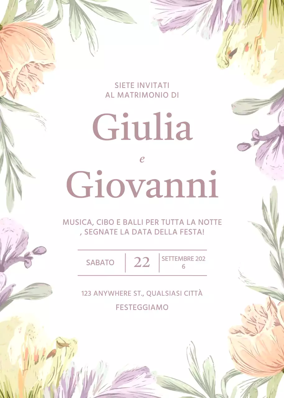 Invito di nozze floreale beige