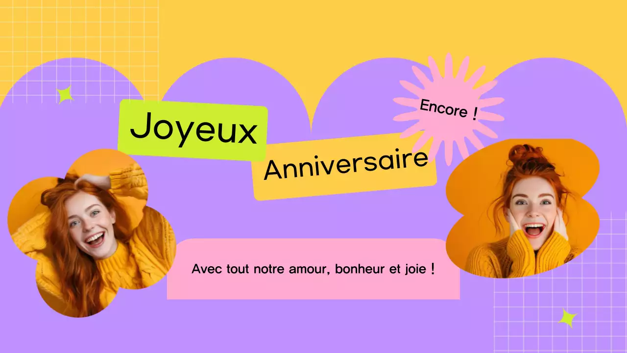 carte d'anniversaire moderne jaune