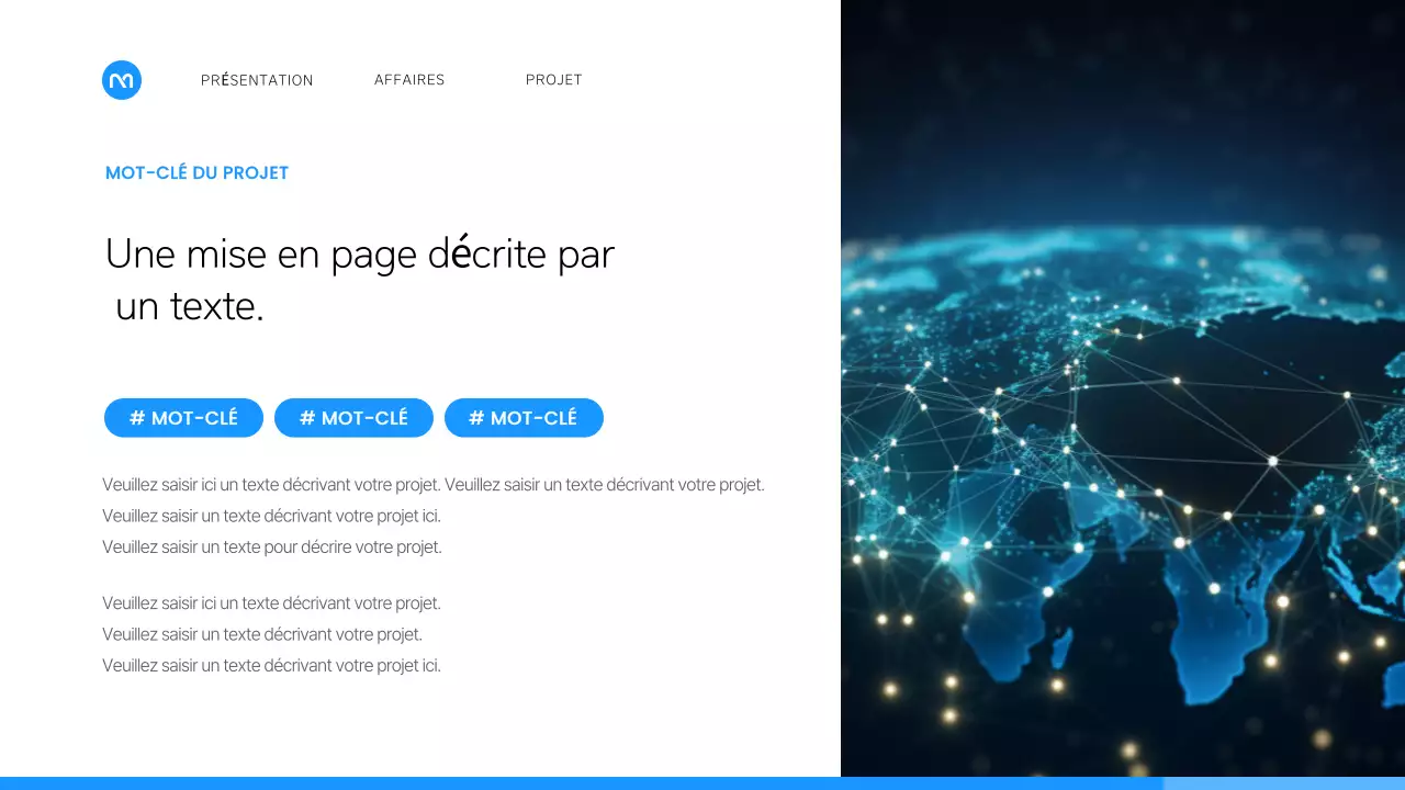 Un plan d'affaires simple en blanc et bleu