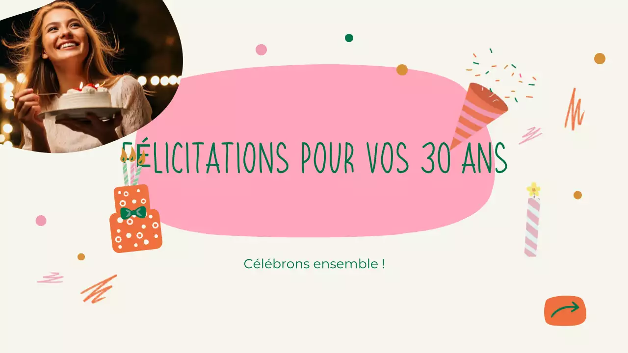 Présentation d'un joyeux anniversaire vert et ludique